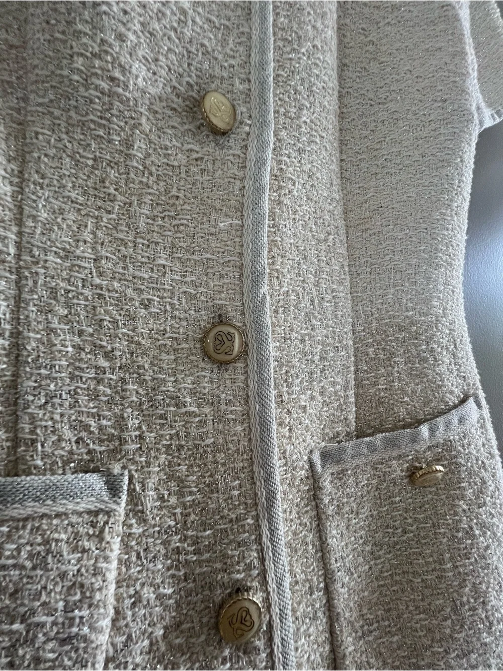 Sandro Cream Tweed Ruffle-Collar Jacket - Picture 5 of 6